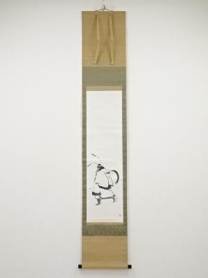 福田恵一筆　降魔図　肉筆紙本掛軸（共箱）